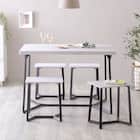 大理石調ダイニング5点セット (MRD ホワイト) 2枚目画像