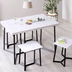 大理石調ダイニング5点セット (MRD ホワイト) 3枚目画像