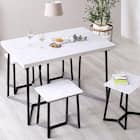 大理石調ダイニング5点セット (MRD ホワイト) 3枚目画像