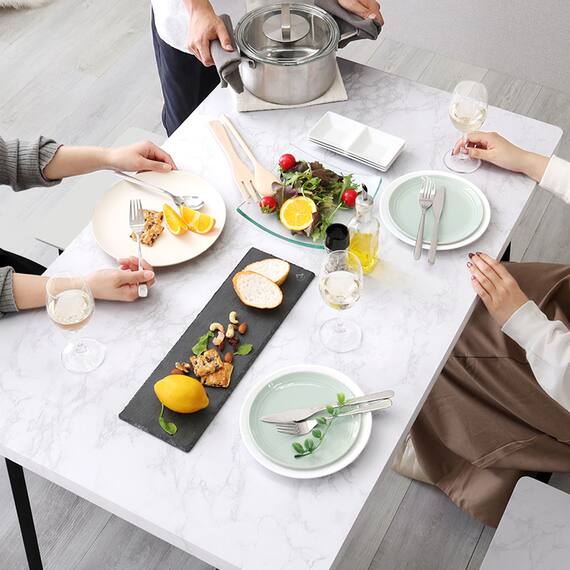 大理石調ダイニング5点セット (MRD ホワイト) 6枚目画像