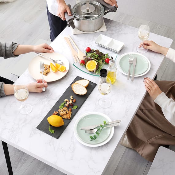 大理石調ダイニング5点セット (MRD ホワイト) 6枚目画像