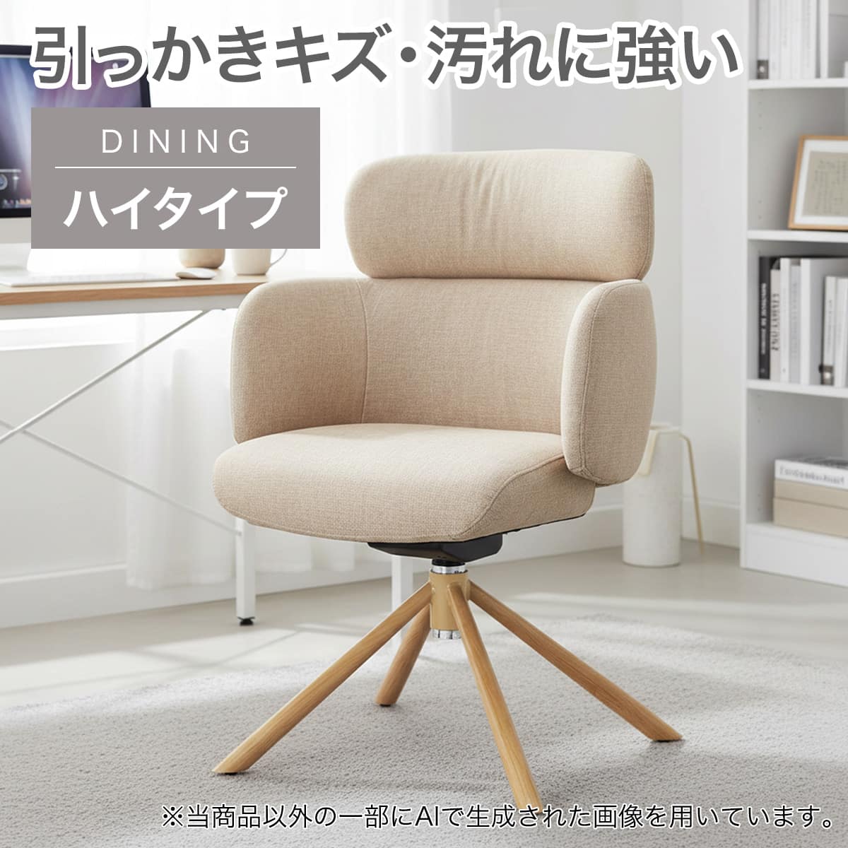 どんぶり様　ニトリ 回転チェア 2脚 ダイニングチェア ホワイト ハイタイプ】傷・汚れに強い 回転式ダイニングチェア 座面高46cm (HO88