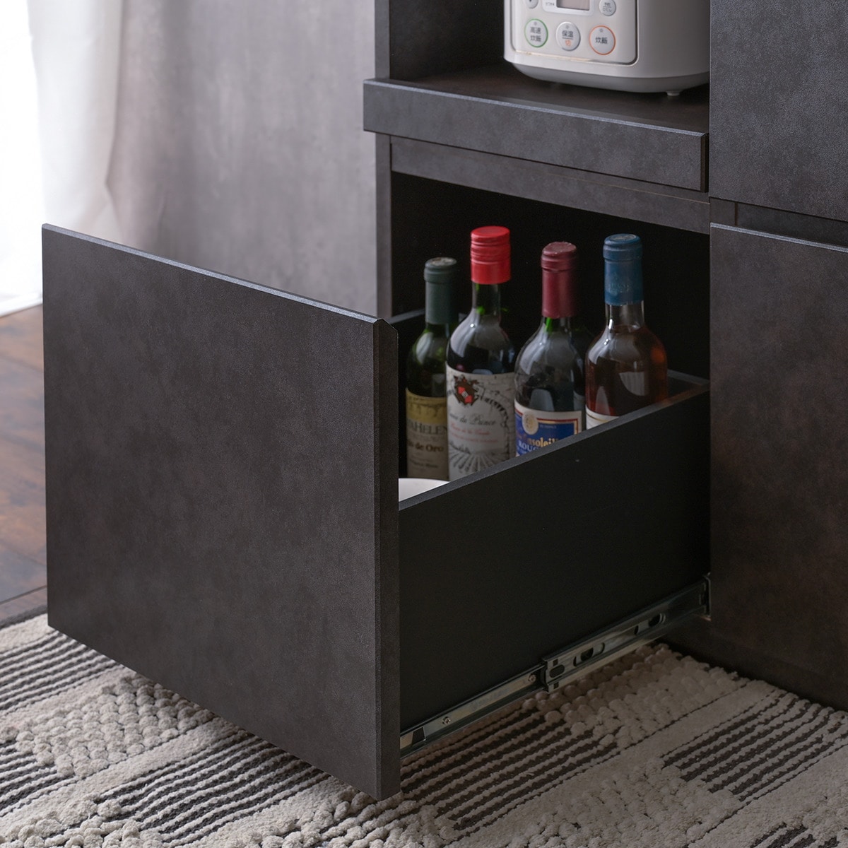 【廃番品希少】NITORI キッチンカウンター 伸縮式ステンレス天板 天然木突板にステンレス天板を組み合わせたキッチンカウンター