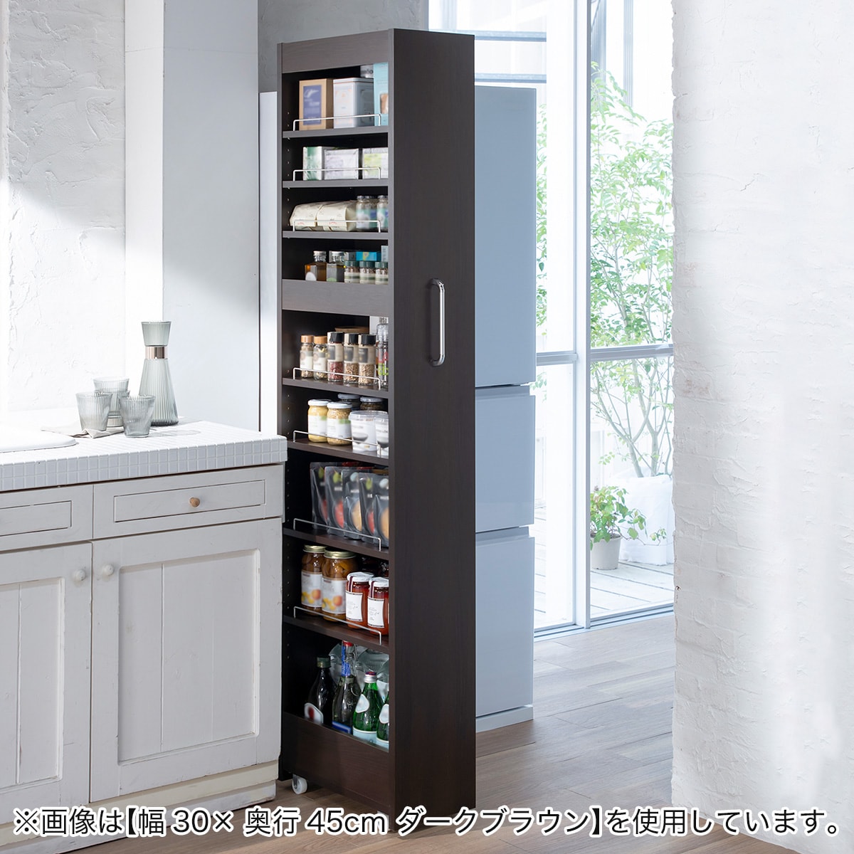 ③頑丈隙間ワゴン ブラウン 幅33cm 未使用品 棚7段] 頑丈すき間ワゴン (幅12×奥行55cm DBR) | ニトリネット【公式