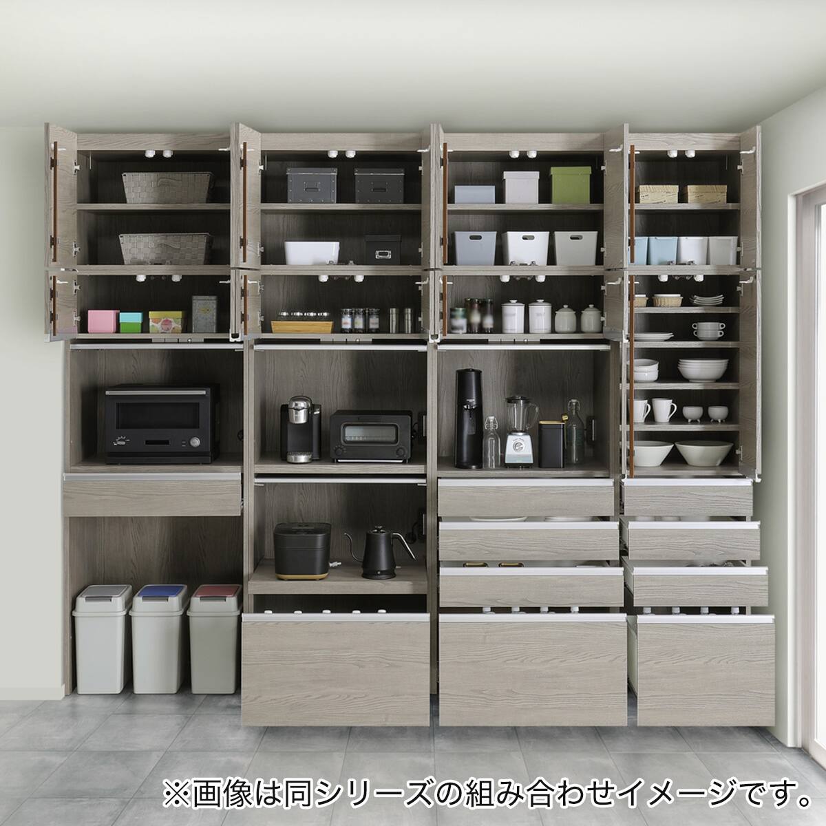 大型レンジも隠せる 見せない家電収納 引き出し＆レンジ (幅77.5