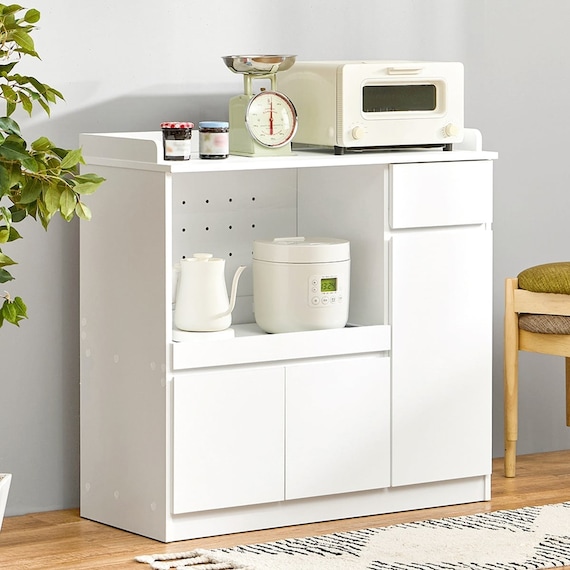 コンパクトキッチンカウンター (扉タイプ WH) 1枚目画像