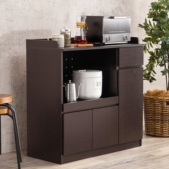 コンパクトキッチンカウンター (扉タイプ DBR) 1枚目画像