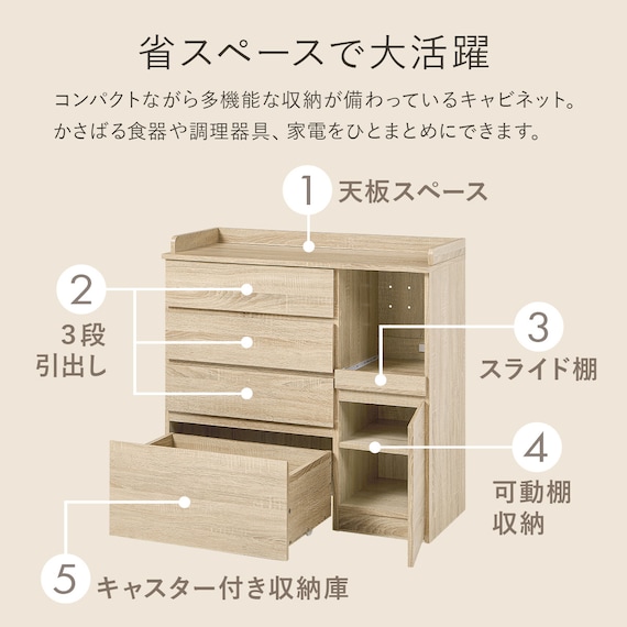 コンパクトキッチンカウンター (引き出しタイプ NA) 5枚目画像