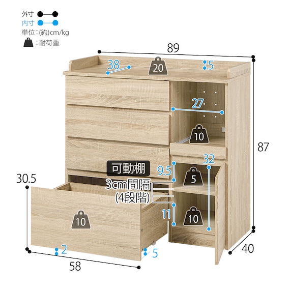 コンパクトキッチンカウンター (引き出しタイプ NA) 15枚目画像