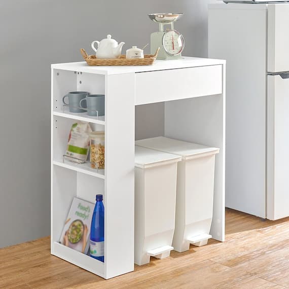 ゴミ箱が収まるカウンター (幅71cm WH) 1枚目画像