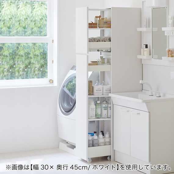 [パントリータイプ] 幅1cm単位で選べる隙間ワゴン (幅24×奥行45cm DBR) 2枚目画像
