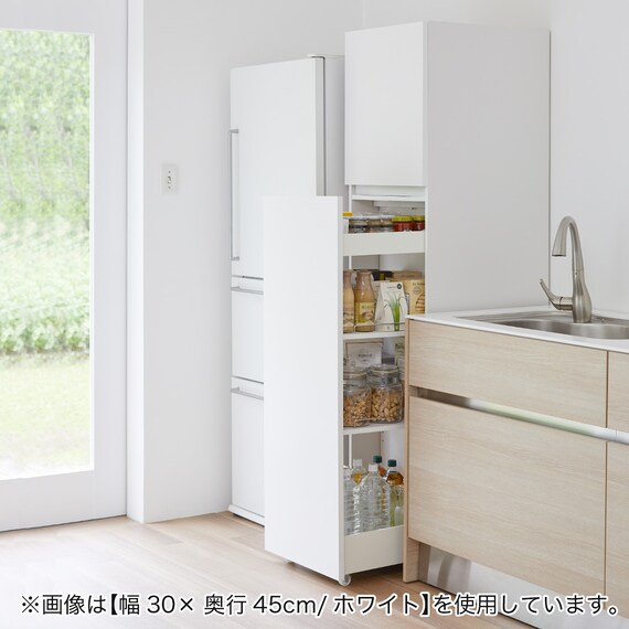 [パントリータイプ] 幅1cm単位で選べる隙間ワゴン (幅45×奥行45cm DBR) 4枚目画像
