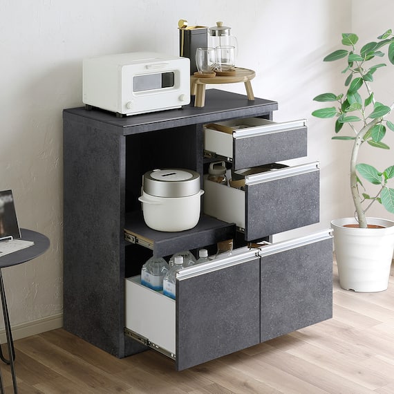 セラミック天板カウンター (幅80cm GY) 2枚目画像