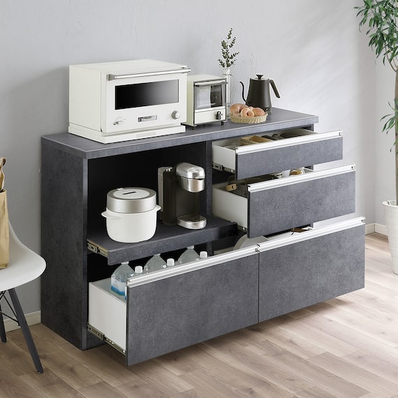 セラミック天板カウンター (幅140cm GY) 2枚目画像