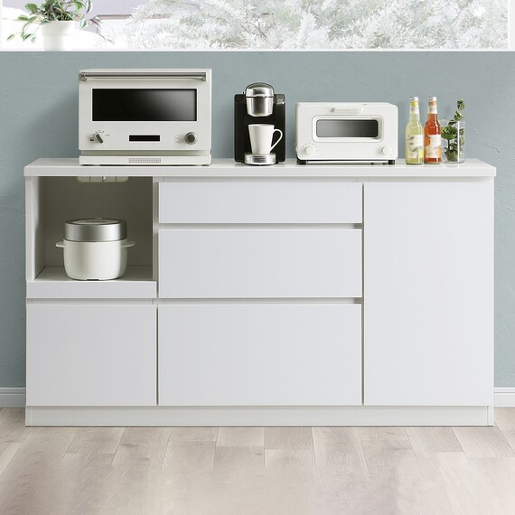 キッチンカウンター (鏡面仕様 幅159.5cm ホワイト) 1枚目画像