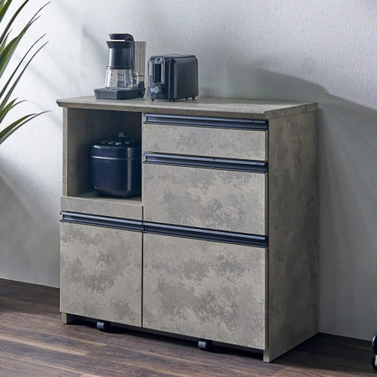 石目柄モダンカウンター (家電収納タイプ 幅90.5cm グレー) | ニトリ