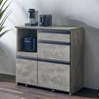 石目柄モダンカウンター (家電収納タイプ 幅90.5cm グレー) 1枚目画像