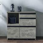 石目柄モダンカウンター (家電収納タイプ 幅90.5cm グレー) 2枚目画像