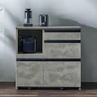 石目柄モダンカウンター (家電収納タイプ 幅90.5cm グレー) 2枚目画像