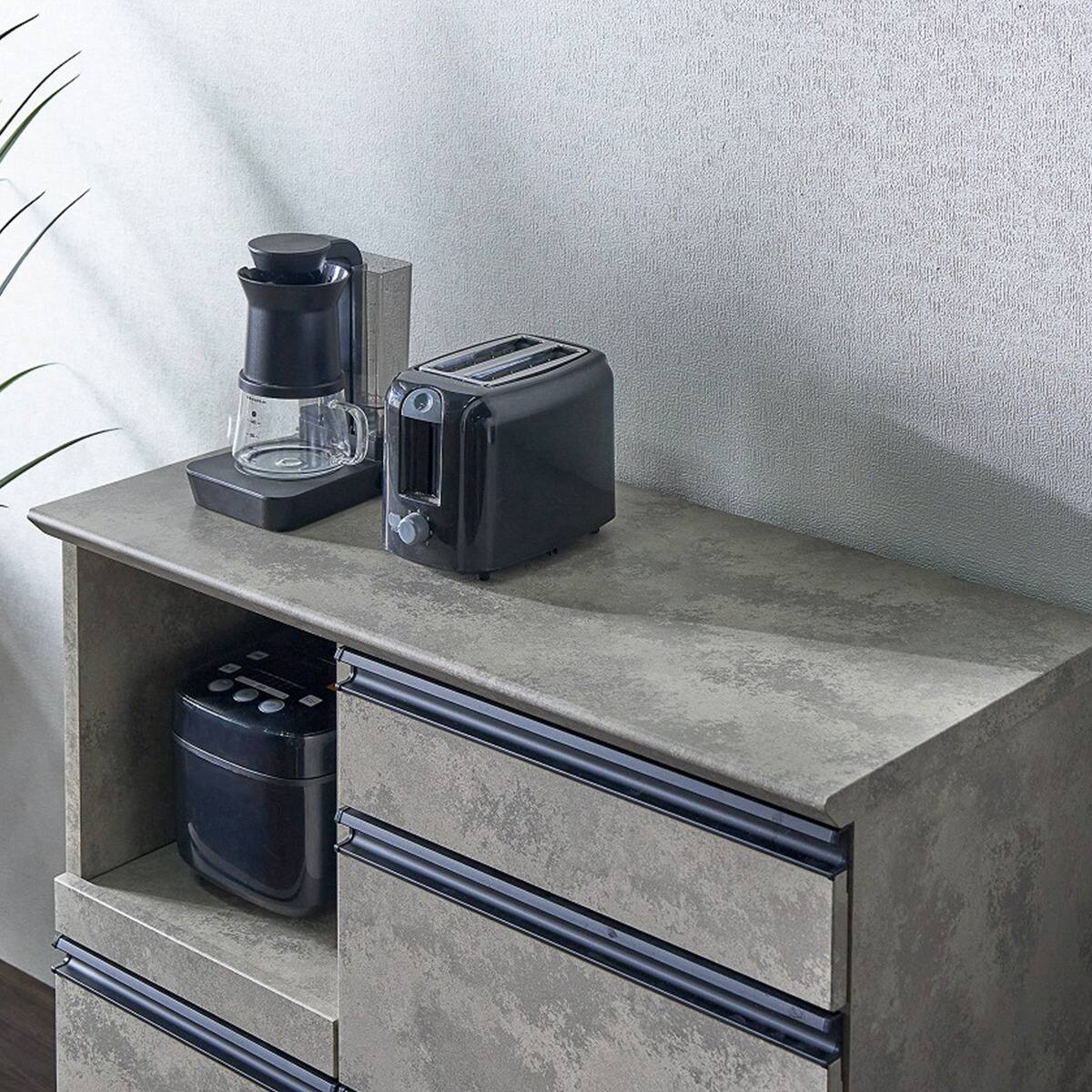 石目柄モダンカウンター (家電収納タイプ 幅90.5cm グレー) | ニトリ