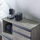 石目柄モダンカウンター (家電収納タイプ 幅90.5cm グレー) 3枚目画像