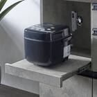 石目柄モダンカウンター (家電収納タイプ 幅90.5cm グレー) 5枚目画像