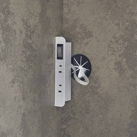 石目柄モダンカウンター (家電収納タイプ 幅90.5cm グレー) 6枚目画像