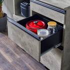 石目柄モダンカウンター (家電収納タイプ 幅90.5cm グレー) 8枚目画像