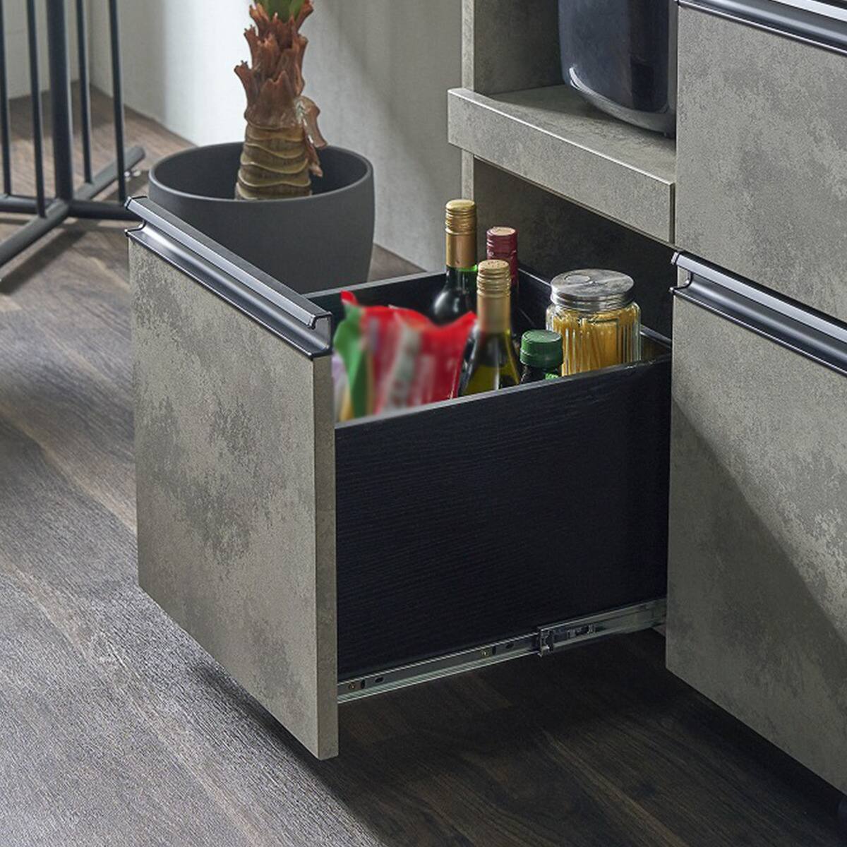 石目柄モダンカウンター (家電収納タイプ 幅90.5cm グレー) | ニトリ