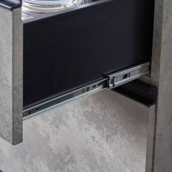 石目柄モダンカウンター (家電収納タイプ 幅90.5cm グレー) 11枚目画像