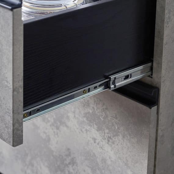 石目柄モダンカウンター (家電収納タイプ 幅90.5cm グレー) 11枚目画像