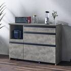 石目柄モダンカウンター (家電収納タイプ 幅117cm グレー) 1枚目画像