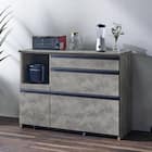 石目柄モダンカウンター (家電収納タイプ 幅117cm グレー) 1枚目画像