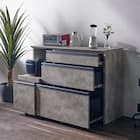 石目柄モダンカウンター (家電収納タイプ 幅117cm グレー) 3枚目画像