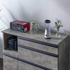 石目柄モダンカウンター (家電収納タイプ 幅117cm グレー) 4枚目画像