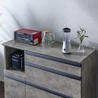 石目柄モダンカウンター (家電収納タイプ 幅117cm グレー) 4枚目画像