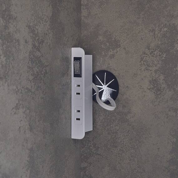 石目柄モダンカウンター (家電収納タイプ 幅117cm グレー) 7枚目画像