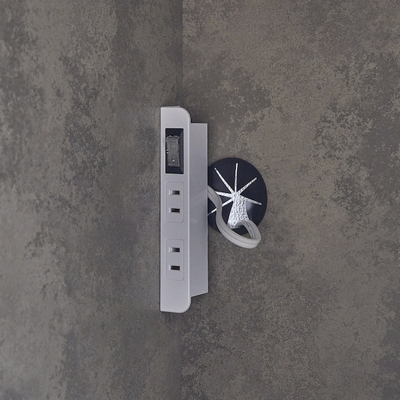 石目柄モダンカウンター (家電収納タイプ 幅117cm グレー) 7枚目画像