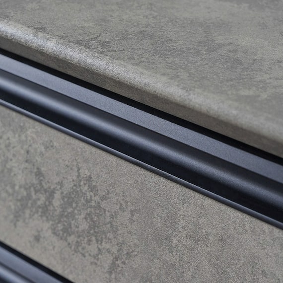 石目柄モダンカウンター (家電収納タイプ 幅117cm グレー) 12枚目画像