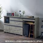 石目柄モダンカウンター (家電収納タイプ 幅117cm グレー) 14枚目画像