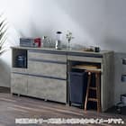 石目柄モダンカウンター (家電収納タイプ 幅117cm グレー) 14枚目画像