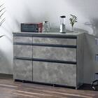 石目柄モダンカウンター (引き出しタイプ 幅117cm グレー) 1枚目画像