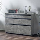 石目柄モダンカウンター (引き出しタイプ 幅117cm グレー) 1枚目画像