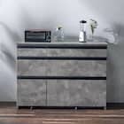 石目柄モダンカウンター (引き出しタイプ 幅117cm グレー) 2枚目画像