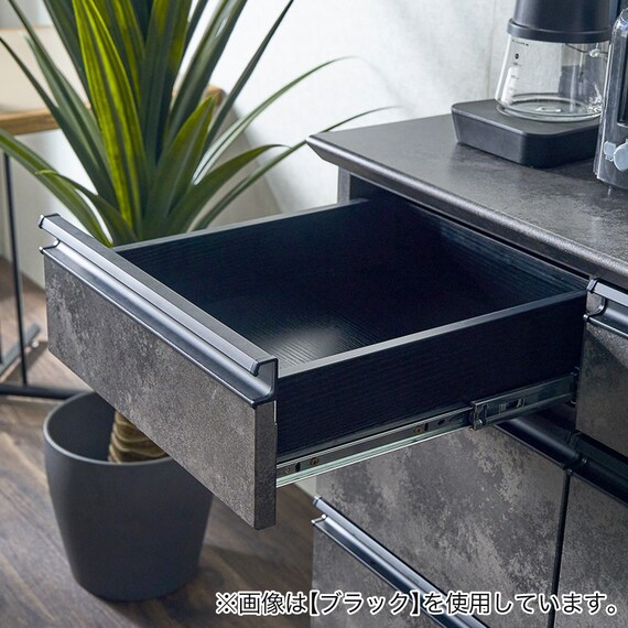 石目柄モダンカウンター (引き出しタイプ 幅117cm グレー) 5枚目画像