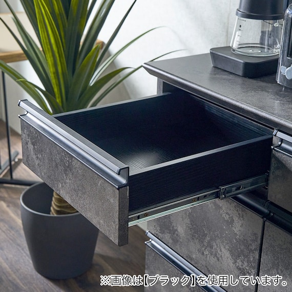 石目柄モダンカウンター (引き出しタイプ 幅117cm グレー) 5枚目画像