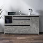 石目柄モダンカウンター (家電収納タイプ 幅157.5cm グレー) 2枚目画像