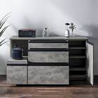 石目柄モダンカウンター (家電収納タイプ 幅157.5cm グレー) 3枚目画像