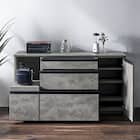 石目柄モダンカウンター (家電収納タイプ 幅157.5cm グレー) 3枚目画像