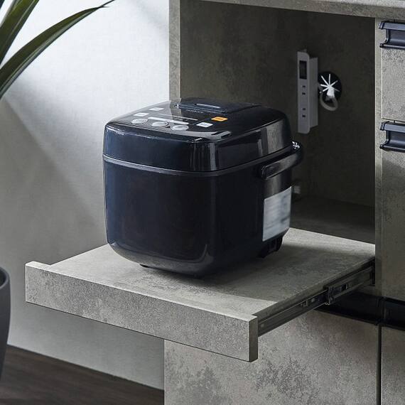 石目柄モダンカウンター (家電収納タイプ 幅157.5cm グレー) 7枚目画像